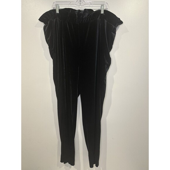 Eloquii Pants - Eloquii Pants Womens 22 Black Velvet Elastic Pants Holiday Festive Career Party